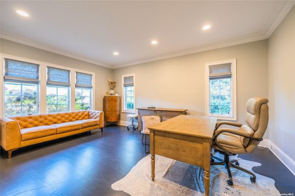 Home Office, Interior, Recessed Lighting, Wood Texture Flooring