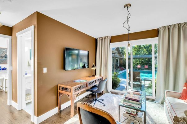 Home Office, Interior, Pendant Lights, Wood Texture Flooring