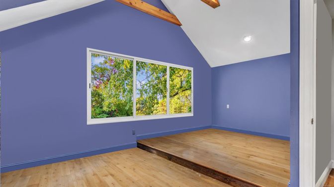 Empty room, Interior, Recessed Lighting, Wooden Beams, Wood Texture Flooring