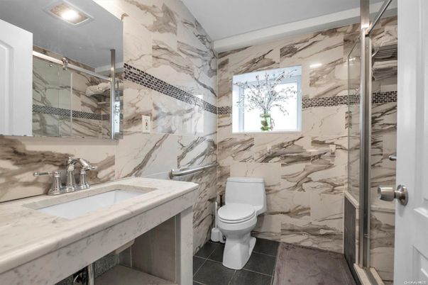 Bathroom, Glass Shower, Interior, Marble Walls
