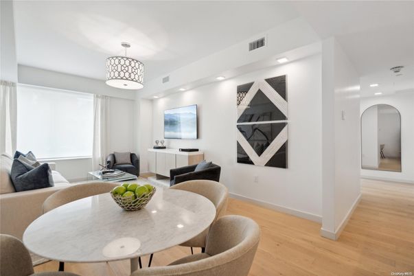 Dining room, Interior, Living room, Recessed Lighting, Wood Texture Flooring