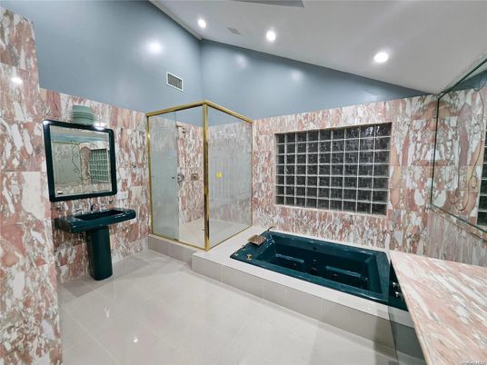Bathroom, Glass Shower, Interior, Recessed Lighting