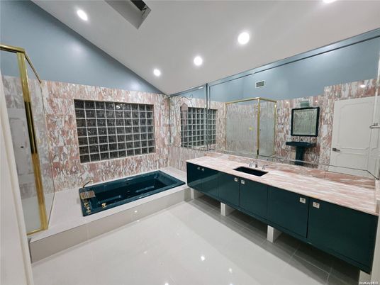 Bathroom, Dual Sink Vanities, Glass Shower, Interior, Recessed Lighting