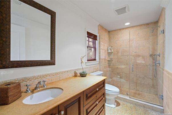 Bathroom, Glass Shower, Interior, Recessed Lighting