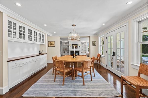 Dining room, Interior, Recessed Lighting, Wood Texture Flooring