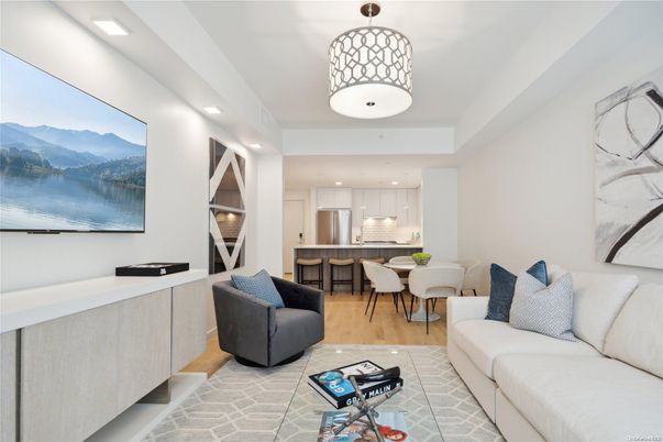 Dining room, Interior, Kitchen, Living room, Pendant Lights, Recessed Lighting, Stainless Steel Appliances, Wood Texture Flooring