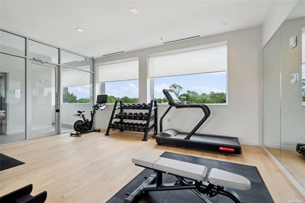 Fitness Equipment, Interior, Recessed Lighting, Wood Texture Flooring