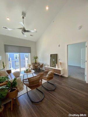 Dining room, Interior, Living room, Recessed Lighting, Wood Texture Flooring