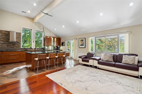 Interior, Kitchen, Living room, Recessed Lighting, Wood Texture Flooring