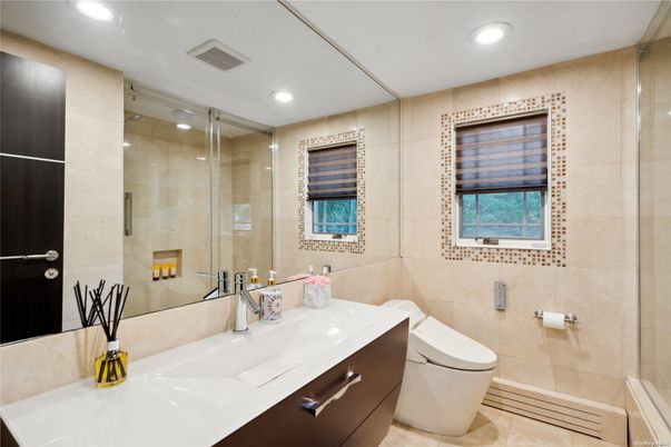 Bathroom, Glass Shower, Interior, Recessed Lighting