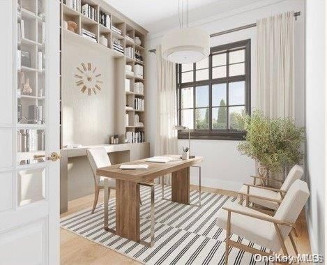 Home Office, Interior, Pendant Lights, Wood Texture Flooring