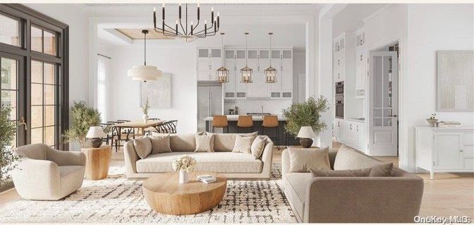 Dining room, Interior, Kitchen, Living room, Pendant Lights, Wood Texture Flooring