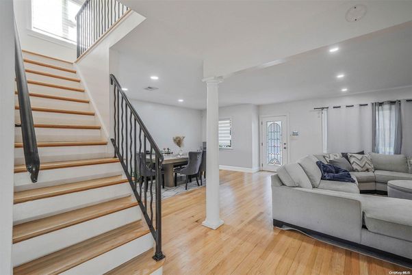 Dining room, Interior, Living room, Recessed Lighting, Wood Texture Flooring