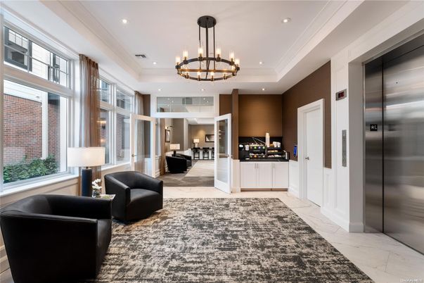Chandelier, Elevator, Interior, Marble, Recessed Lighting