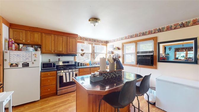 Interior, Kitchen, Stainless Steel Appliances, Wood Texture Flooring