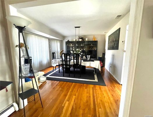 Chandelier, Dining room, Interior, Wood Texture Flooring