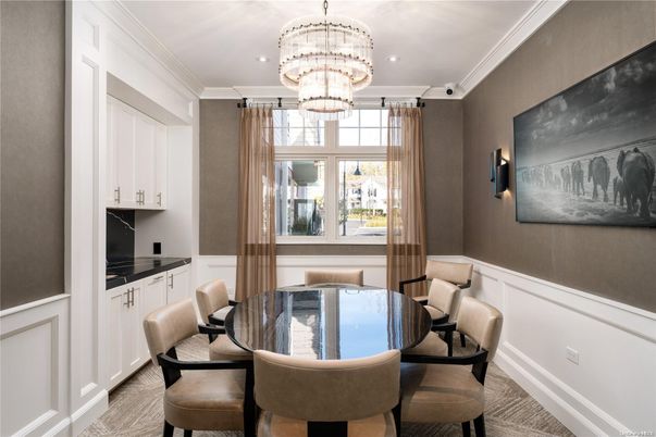Chandelier, Dining room, Interior, Recessed Lighting