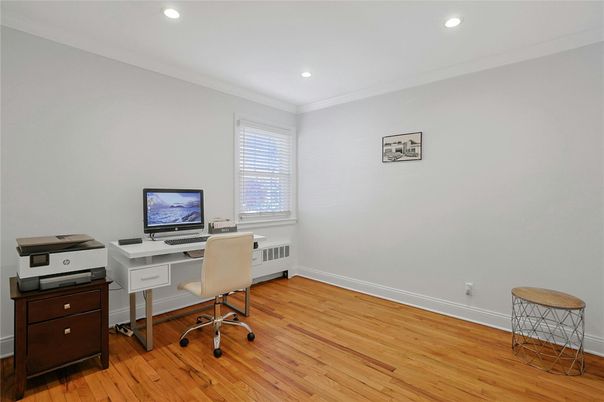 Home Office, Interior, Recessed Lighting, Wood Texture Flooring
