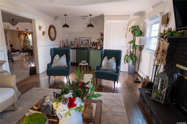 Fireplace, Interior, Pendant Lights, Wood Texture Flooring