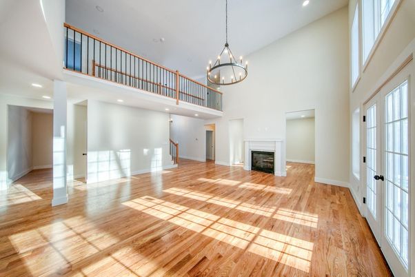 Chandelier, Fireplace, Interior, Pendant Lights, Recessed Lighting, Wood Texture Flooring