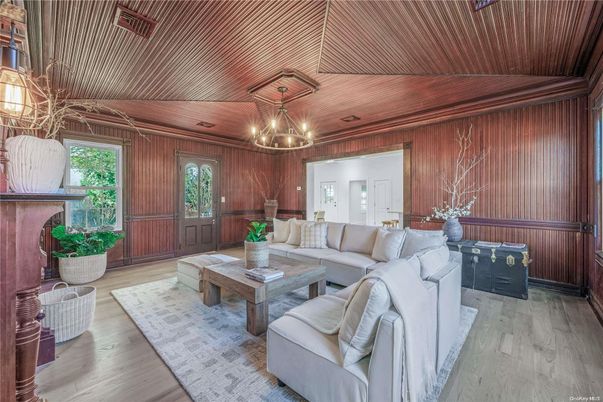 Chandelier, Interior, Living room, Wooden Ceilings, Wood Texture Flooring