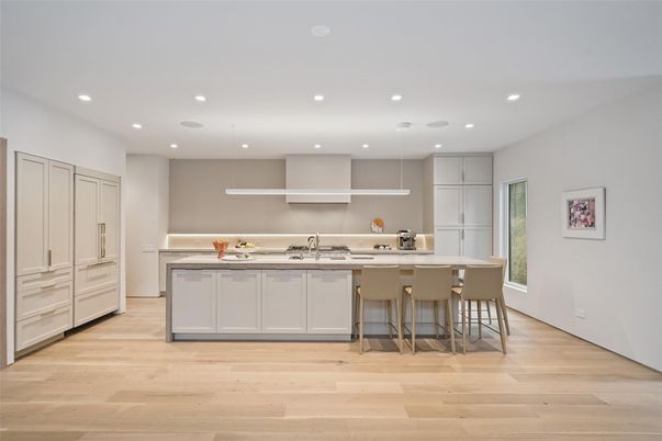 Interior, Kitchen, Recessed Lighting, Wood Texture Flooring