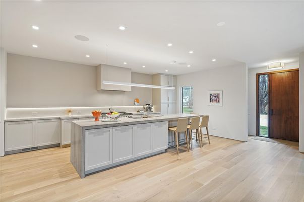 Interior, Kitchen, Pendant Lights, Recessed Lighting, Wood Texture Flooring