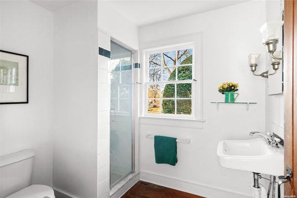 Bathroom, Glass Shower, Interior, Wood Texture Flooring