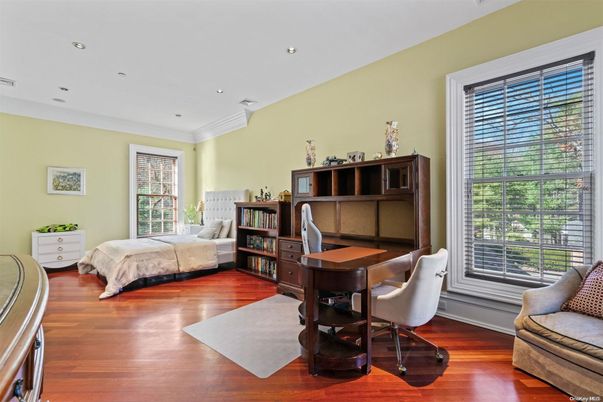 Bedroom, Home Office, Interior, Recessed Lighting, Wood Texture Flooring