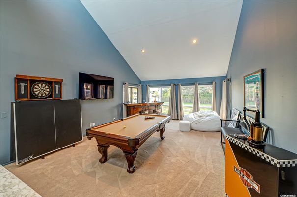 Billiard Table, Game Room, Interior, Recessed Lighting