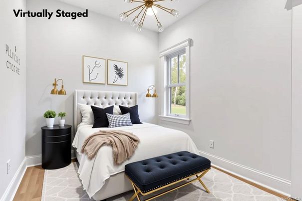 Bedroom, Interior, Pendant Lights, Wood Texture Flooring