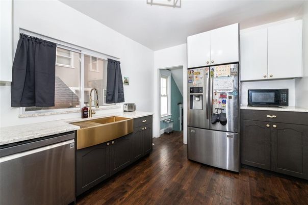 Interior, Kitchen, Stainless Steel Appliances, Wood Texture Flooring