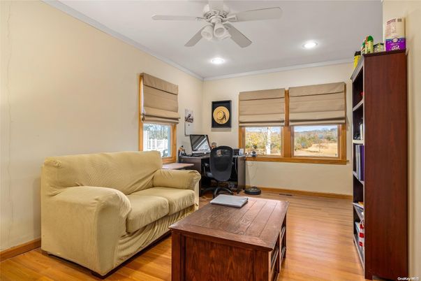 Home Office, Interior, Recessed Lighting, Wood Texture Flooring