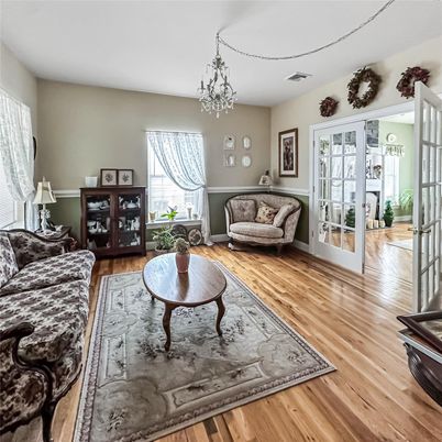 Chandelier, Interior, Living room, Wood Texture Flooring