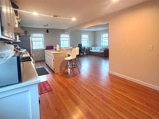 Interior, Kitchen, Living room, Recessed Lighting, Wood Texture Flooring