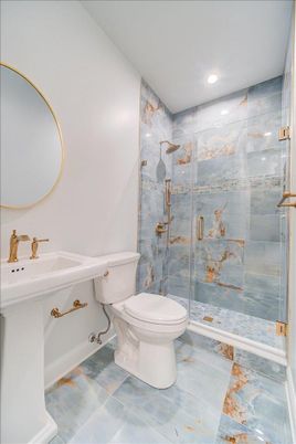 Bathroom, Glass Shower, Interior, Recessed Lighting