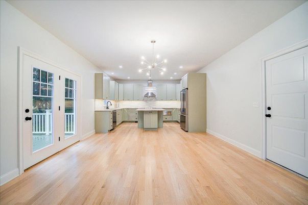 Interior, Kitchen, Pendant Lights, Recessed Lighting, Wood Texture Flooring