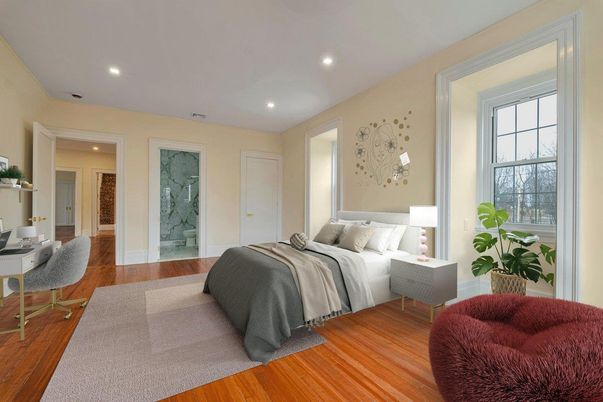 Bedroom, Home Office, Interior, Recessed Lighting, Wood Texture Flooring