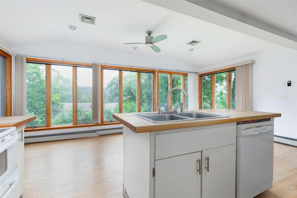 Interior, Kitchen, Recessed Lighting, Wood Texture Flooring