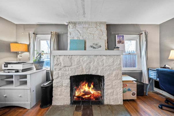Fireplace, Interior, Stone Walls, Wood Texture Flooring