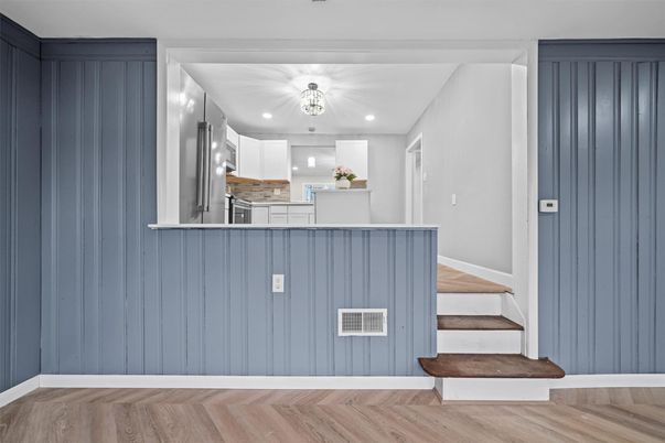 Interior, Kitchen, Recessed Lighting, Wood Texture Flooring