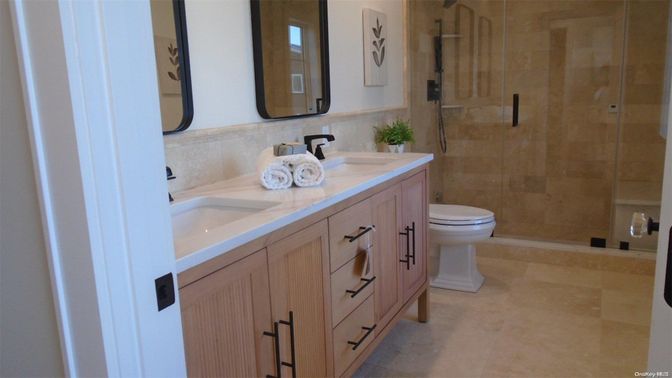 Bathroom, Dual Sink Vanities, Glass Shower, Interior