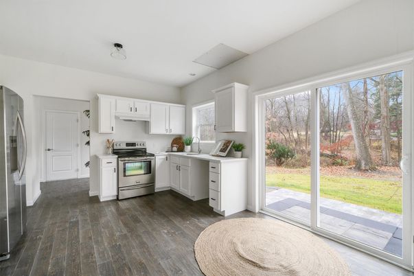 Interior, Kitchen, Stainless Steel Appliances, Wood Texture Flooring