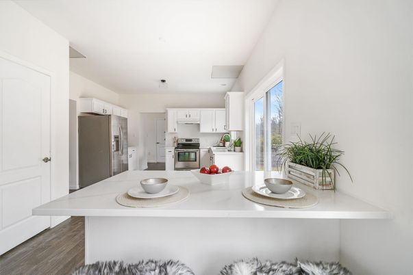 Interior, Kitchen, Stainless Steel Appliances, Wood Texture Flooring