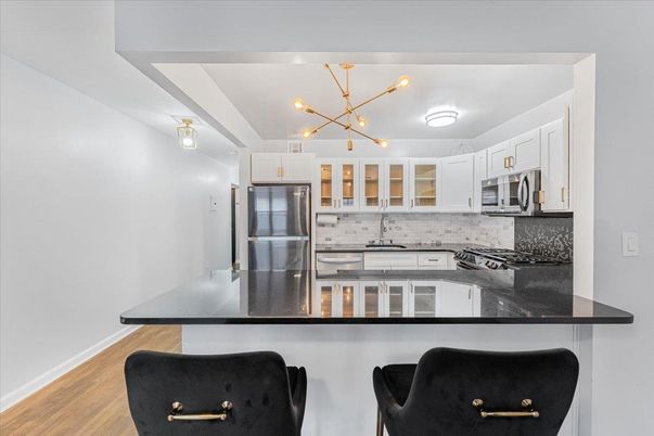 Interior, Kitchen, Pendant Lights, Stainless Steel Appliances, Wood Texture Flooring