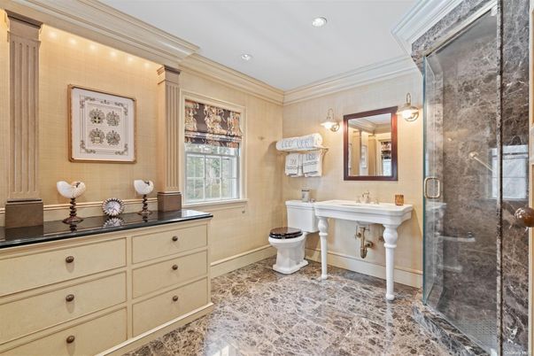Bathroom, Glass Shower, Interior, Recessed Lighting