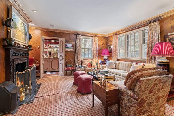 Fireplace, Interior, Living room, Recessed Lighting, Wooden Walls