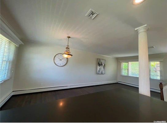 Empty room, Interior, Pendant Lights, Wood Texture Flooring