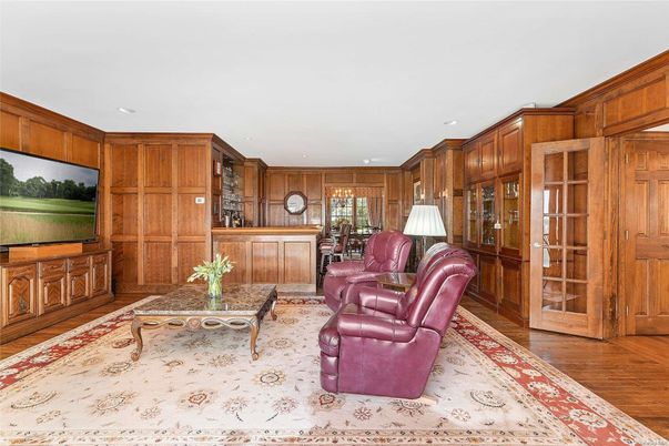Interior, Living room, Recessed Lighting, Wood Texture Flooring, Wooden Walls