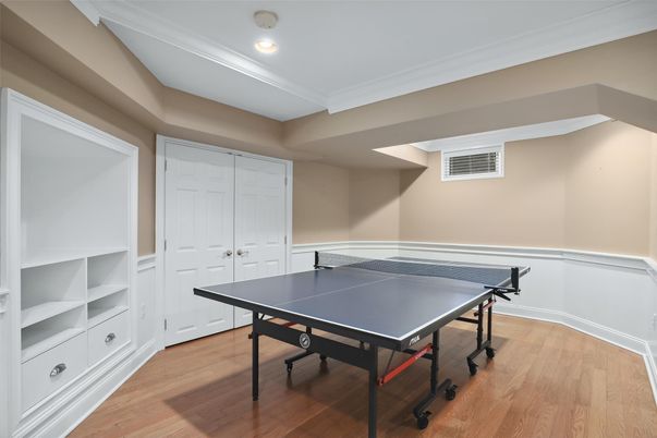Game Room, Interior, Recessed Lighting, Wood Texture Flooring